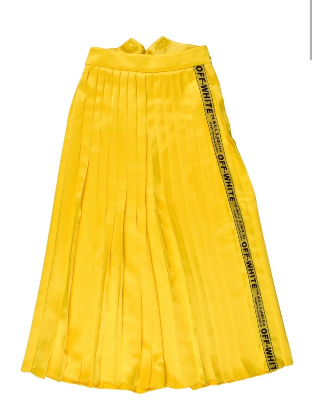 Off-White Yellow Pleated Wide-Leg Trousers with Branded Tape